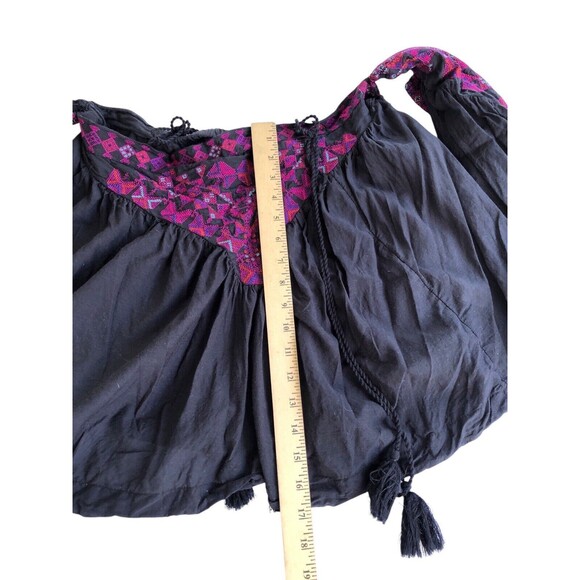 Free People Black Purple Open Shoulder Long Sleeve Top/Blouse size M - Picture 7 of 12